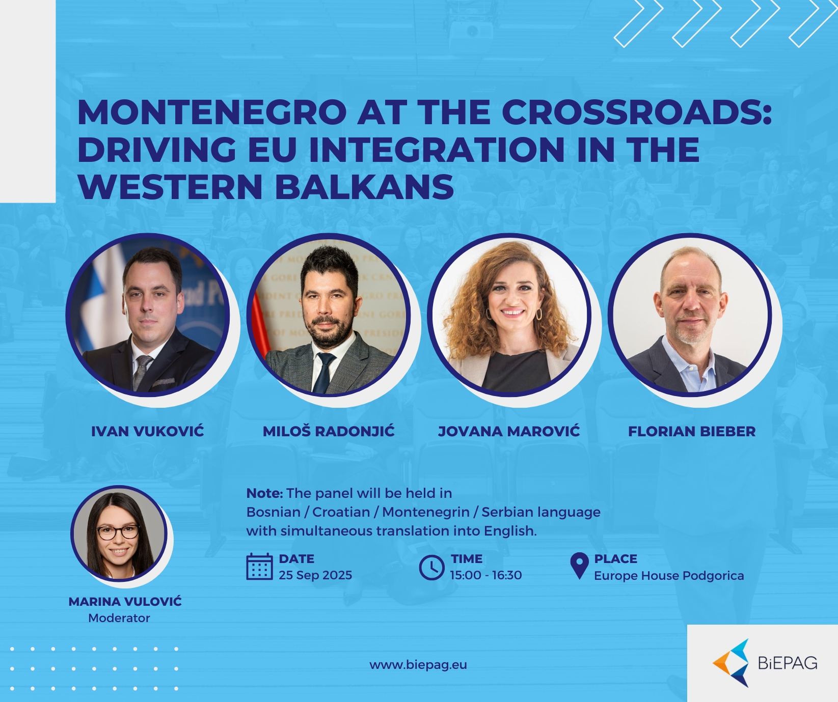 BiEPAG in Podgorica: Montenegro at the Crossroads: Driving EU Integration in the Western Balkans, Europe House - September 25, 2025